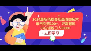 【完整教程】2024最新色粉变现高收益技术，单日引流300+，只需搬运，小白轻松日入