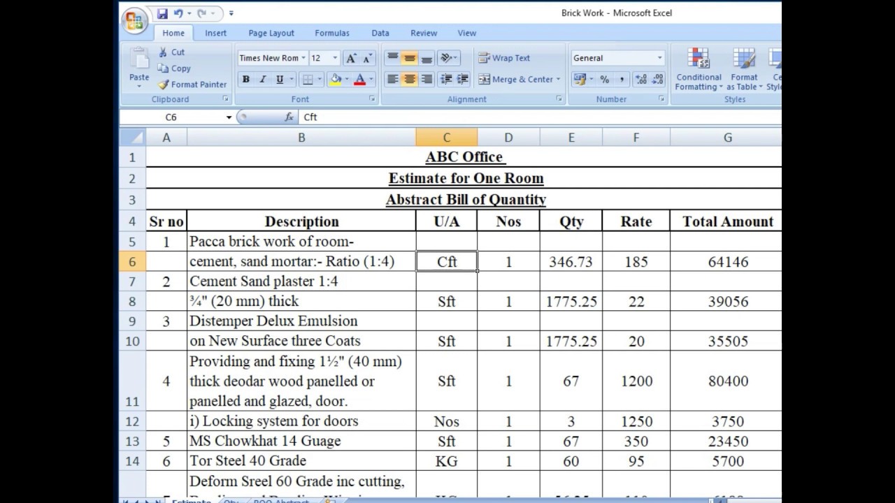 How To Prepare Bill Of Quantity (BOQ) Of Any Construction Work - YouTube