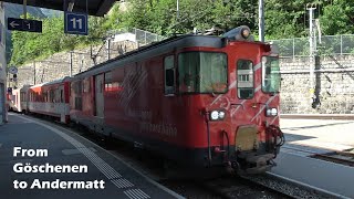 From Göschenen to Andermatt with the Matterhorn Gotthard Railway, Switzerland