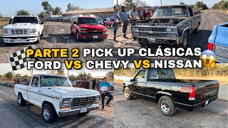 PICK UP CLASICAS ARRANCONES DE CHEVY VS FORD VS NISSAN || SINALOA STANG