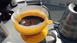 Hario Buono Pour Over Coffee Using the Collapsible Silicone Coffee Dripper