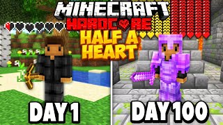 I Spent 100 Days in Hardcore Minecraft on HALF A HEART.. Here's What Happened