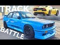 My S65 BMW E30 M3 track car vs 460hp Lotus Exige at Trax Silverstone 2019