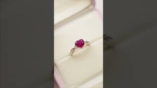 Cute Heart-shaped Ruby Ring | Gemstone Ring