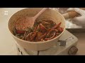 eng sub stir fried chili peppers and pork rice｜gochu japchae rice