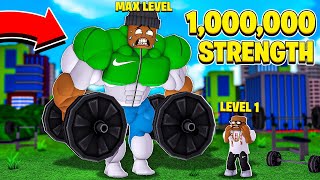I am the STRONGEST PERSON in the WORLD with 1,000,000 STRENGTH!! (Roblox)