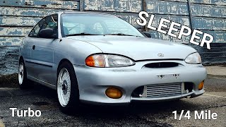 11 Second Sleeper Hyundai Accent Turbo 1/4 Mile Test and Tune St Thomas Dragway, Sparta Ontario