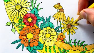 🌼Calming and Satisfying Coloring of Flowers🌼| ASMR, no talking, chill music