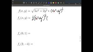 Partial derivative of square root function