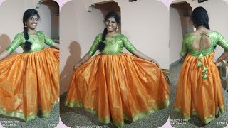 How to convert old pattu saree into long dress//silk saree into long dress