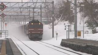 日本の列車 : EF81 10 raising snow at Tsugarushinjo : Japan Rail