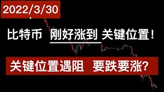 恰好运行到关键位置遇阻，要跌要涨, 怎么操作？3月30日 BTC 比特币 技术分析