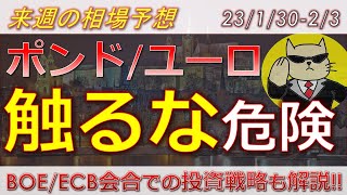 【ポンド最新予想】ポンド売るならここ一択！そこ以外は触るな危険！BOE直前の簡単解説！来週のポンド・ユーロドル・豪ドルの為替相場予想と投資戦略！ECB・HICPにも注目！ (23/1/30週)【FX】