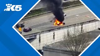 Police searching for people who ran from fiery crash on I-5