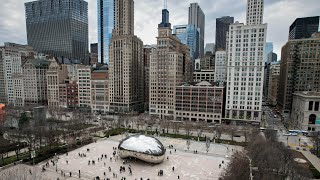 Cloud Gate “The Bean” at Chicago’s Millennium Park Aerial View | 4K Drone footage