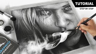 Drawing Smoker Girl Portrait - Step by Step