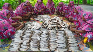 Do You Know This Fish Name? Unknown Sea Fish Curry - 15 Ladies Cooking Fish Curry in Village