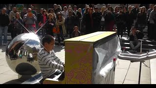 11 year old George plays Beethoven Moonlight Sonata 3rd movement on a Street Piano (huge crowd!)