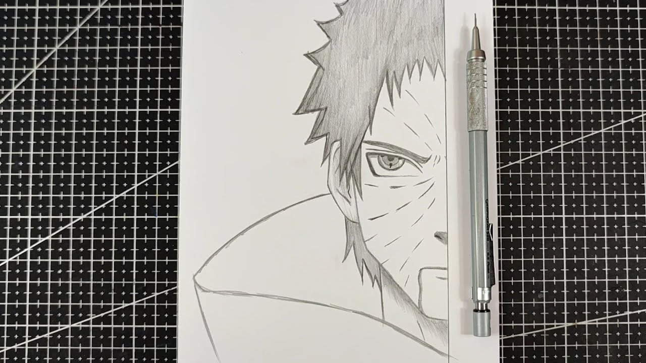 Anime Drawing | How To Draw Obito Half Face - Naruto Step-by-step ...