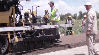 CAT Paver laying base aggregate at 18cm