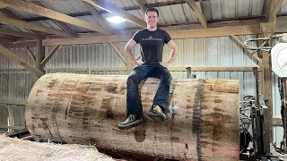 Sawing a Massive 41 Inch Diameter Red Oak into Lumber! #156