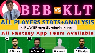 BEB VS KLT | BEB VS KLT DREAM11 TEAM PREDICTION | Navi Mumbai Premier League T20 #dream11prediction