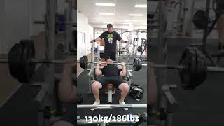 130kg/286lbs incline bench press