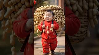 Adorable cute baby bringing peanut basket 😍#shorts #shortsviral