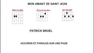 Mon Amant de Saint-Jean - Patrick Bruel | Paroles et Accords sur une seule page pour Guitare