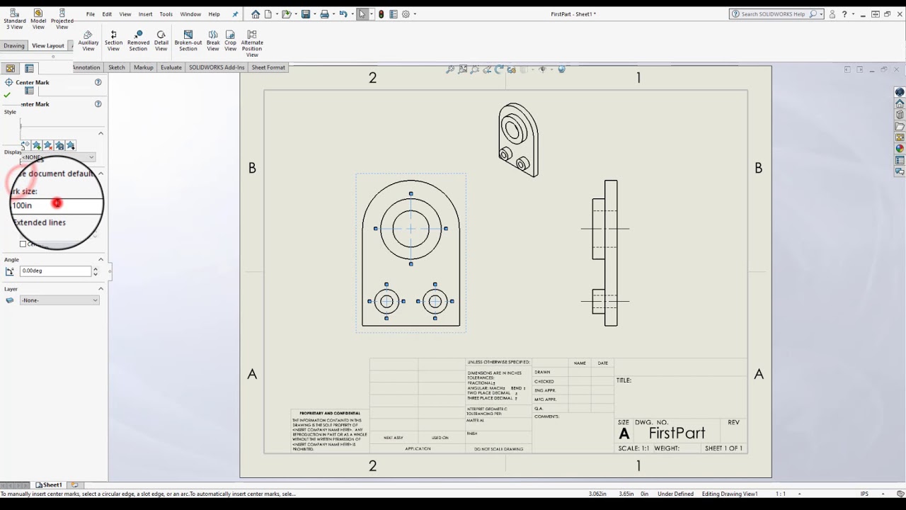 SolidWorks Part Drawing Intro - YouTube