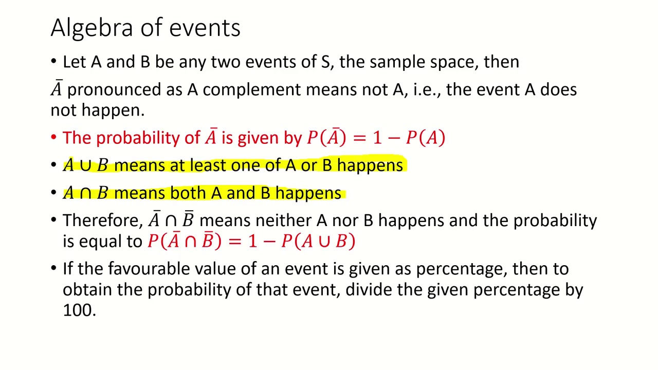 Tutorial 3 || Probability || Probability Problems Using Event Algebra ...