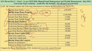 #12–Mcom Part1–Sem1- As per NEP 2020–Mutual Fund \u0026 Wealth Management–July 2024-UPS–Q.4b- Setoff