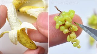 Miniature Art Making of Miniature Fruit 🍌 | FOOD | Strawberrypuffcake