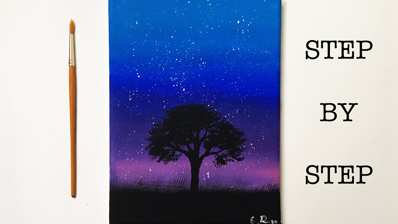 Night Sky Acrylic Painting Painted Night Stars Acrylic Painting