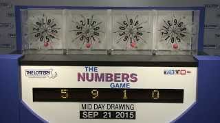Midday Numbers Game Drawing: Monday, September 21, 2015
