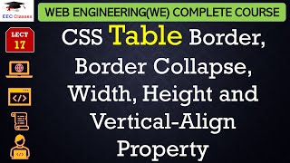 L17: CSS Table: Border, Border Collapse, Width, Height and Vertical-Align Property | Web Engineering
