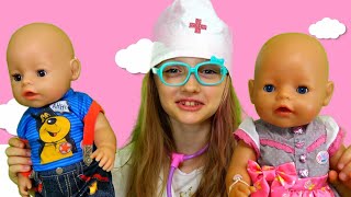 Polina playing with baby dolls