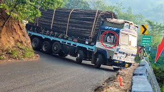 Lorry Videos | Dare Truck Driver Made A Huge Mistake | On Dangerous Ghat Down Turns | Trucks In Mud