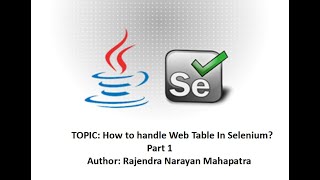 How to handle Web Table in Selenium? | Part 1