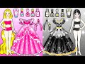 [🐾paper diy🐾] Black Wednesday Addams & Pink Rapunzel Nail Makeover - Barbie Transformation Handmade