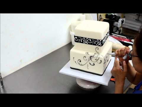 How to make square black and white wedding cake How to make square black and white wedding cake