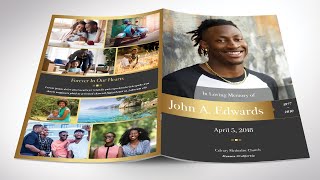 Remember Gold Funeral Program Word Template | 8 Pages | Editable| Fold to: 5.5”x8.5” by Godserv