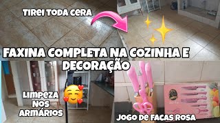 💕FAXINA COMPLETA NA COZINHA/GANHEI UM JOGO DE FACAS ROSA DO MEU ESPOSO/TIREI TODA CERA DO CHÃO 😅