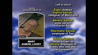 Mary Samuel Louisy ~ Long Obituary