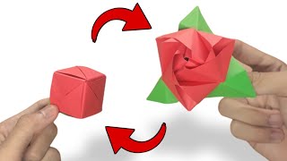 How to make a paper Magic Rose Cube - easy origami flowers