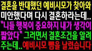 (실화사연)결혼을 반대했던 예비시모가 찾아와 미안했다며 다시 결혼하라는데..그러면서 결혼조건을 알려주길래 예비시모 뺨을 날렸습니다[신청사연][사이다썰][사연라디오]