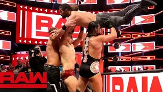 Seth Rollins, Finñ Balor and Jeff Hardy vs The Mîz and Mîz Tourage on Raw April 9, 2018