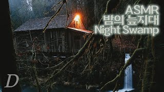 ASMR “Night Swamp” with quiet rain sound ambience