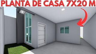 PLANTA DE CASA 7X20 METROS COM 3 QUARTOS (1 SUÍTE)!