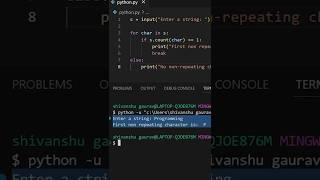 how to find non repeating character in a string in python ( python for beginners ) #python #string